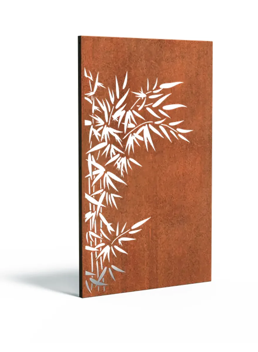 Palissade en acier Corten avec un motif de bambou